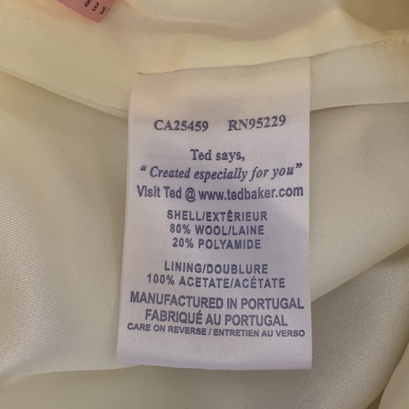 Ted Baker London Cream Wool Blend Trumpet Hem Pencil Skirt Business Career Sz 6 - Picture 4 of 6